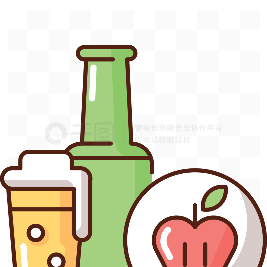 苹果酒RGB颜色图标瓶装饮料苹果酒玻璃器皿中的液体酒馆菜单派对软饮料酒类产品酒吧酒精啤酒产品孤立的矢量图?苹果酒RGB颜色图标